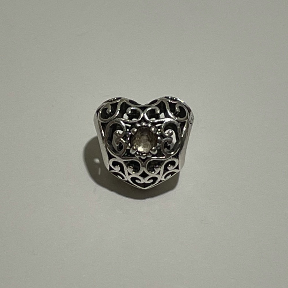 Pandora April Signature Heart Charm